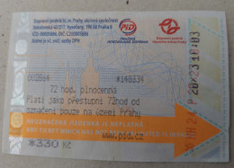 Czech Republic Prague Trains And Trams Ticket  2023 - Europa