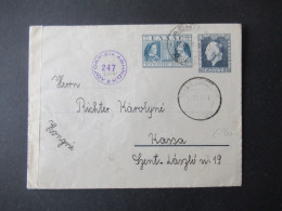 Griechenland 1940 GA Umschlag U5 Mit Griechischer Zensur / Zensurstempel Und Verschlussstreifen Nach Ungarn Gesendet - Enteros Postales