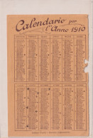 Calendarietto - I Quattro Giornali Di Mode - Anno 1910 - Tamaño Grande : 1901-20