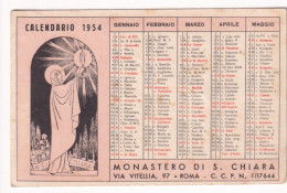 Calendarietto - Monastero Di S.chiara -roma - Anno 1954 - Petit Format : 1941-60