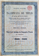 S.A. Des Tramways De Tiflis - Titre De 5 Actions De 50fr Au Porteur (1895) - Spoorwegen En Trams