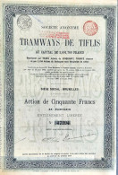 S.A. Des Tramways De Tiflis -  Action De 50 Francs - Bruxelles - 1895 - Spoorwegen En Trams