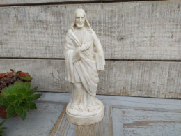 Ancienne Statue Christ Jésus Saint Porcelaine Blanche En Biscuit Religieux - Religious Art