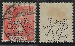 Switzerland 1902/1925 Stamp With Perfin Weave VSK By Verband Schweizerischer Konsumvereine From Basel & Pratteln Lochung - Perforadas