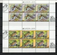 Bulgaria 2019 - Europa Cept - Protected Birds - Two Miniature Sheets M/S MNH - Mechanical Postmarks (Advertisement)