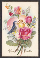 096524/ Roses, Coeur, Couple D'oiseaux, Illustrateur Baro - Valentijnsdag