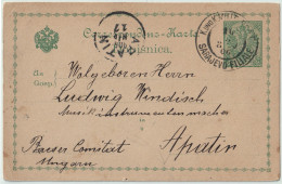 BOSNIE-HERZÉGOVINE / BOSNIA 1906 5h Postal Card Used SARAJEVO FILIALE To APATIN, Hungary - Bosnië En Herzegovina