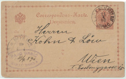 BOSNIE-HERZÉGOVINE / BOSNIA 1890 2kr Postal Card Used K.u.K. MILIT POST XIV / BIHAC To VIENNA - Bosnie-Herzegovine