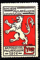 Vignette Neuve NSG - EXPOSITION PHILATELIQUE LYON 1914 - Filatelistische Tentoonstellingen