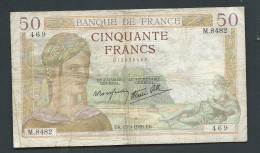 France Billet, 50 Francs, 50 F "Cérès'', 15/09/938 - 469 M.8482  LAURA 14407 - 50 F 1934-1940 ''Cérès''