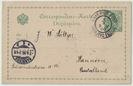 BOSNIE-HERZÉGOVINE / BOSNIA 1906 5h Postal Card Used SARAJEVO FILIALE To HANNOVER, Germany - Bosnia Herzegovina