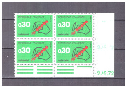 FRANCE  . N° 1719 .  30 C  CODE  POSTAL   BLOC  DE 4  CD 9 5 72  .  NEUF   . **  .SUPERBE  . - 1970-1979