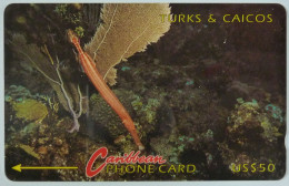 TURKS & CAICOS - GPT - 1CTCA - $50 - Trumpet Fish - Turks E Caicos (Isole)