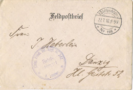 53795. Carta Feldpostbrief , Station 118 (Alemania Reich) 1916. Militar, Marca Reg. 342 - Feldpost (portvrij)