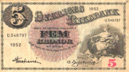 Sweden:5 Krons 1952 - Zweden