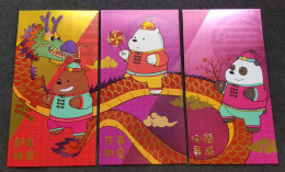 Malaysia Warner Bros Bare Bears Dragon Year 2024 Chinese New Year Lunar Zodiac Animation Panda Angpao (money Packet) - Nieuwjaar