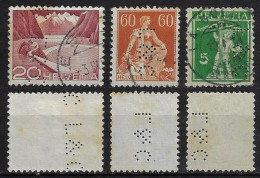 Switzerland 1896/1962 3 Stamp With Perfin L&C By LeCoultre & Cie SA Watch Factory In Le Sentier Lochung Perfore - Perfins