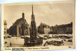 Nürnberg, Adolf-Hitler-Platz Mit Brunnen Und Frauenkirche, Hauptmarkt, Ca. 1940 - Nuernberg