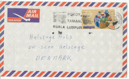 Malaysia Air Mail Cover Sent To Denmark 1974 Single Stamp - Malaysia (1964-...)