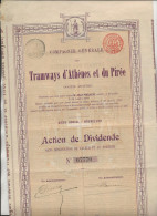 COMPAGNIE GENERALE DES TRAMWAYS D'ATHENES ET DU PIREE -ACTION DE DIVIDENDE -ANNEE 1900 - Agriculture