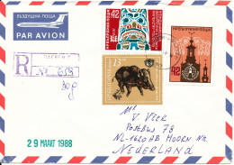 Bulgaria Registered Air Mail Cover Sent To Netherlands 22-3-1988 - Lettres & Documents