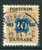 DENMARK 1918 Surcharge 27 Øre On 10 Kr.  Used.  Michel 96X - Gebraucht