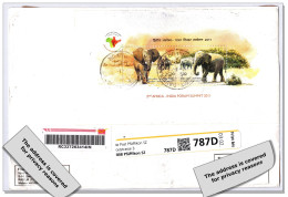 India 2011 2023 (G5) Registered Cover (15cmx22.5cm) From India To Switzerland 2023 Elephant Elefanten - Lettres & Documents