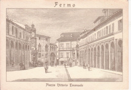 FERMO - PIAZZA VITTORIO EMANUELE - RIPRODUZIONE STAMPA DEL 1892 - FORMATO 17X12 - NV - Fermo