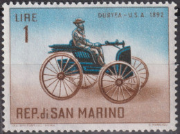 1962 San Marino ** Mi:SM 704, Sn:SM 494, Yt:SM 527, Duryea (1892), Klassische Automobile - Ungebraucht