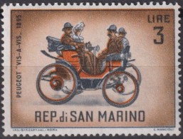 1962 San Marino ** Mi:SM 706, Sn:SM 496, Yt:SM 529, Peugeot 'Vis-a-vis' (1895), Klassische Automobile - Neufs