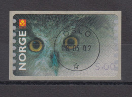 Norwegen 2002 ATM-Ausgabe Eule. Wert 5,00 Mit ET-O 18.03.02  - Automatenmarken [ATM]