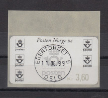 Norwegen 1999 ATM Postemblem Wert 3,60 Mit ET-O EGERTORGET 11.6.99 - Automatenmarken [ATM]