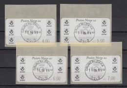 Norwegen 1999 ATM Postemblem Porto-Satz 4,00-5,00-6,00-7,00 Mit ET-O GRÜNERLOKKA - Automaatzegels [ATM]