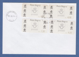 Norwegen 2001 ATM Postemblem Satz 5,50-7,50-9,00-10,00  GRÜNERLOKKA 02.07.01 - Timbres De Distributeurs [ATM]