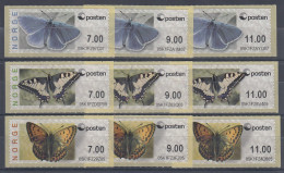 Norwegen 2008 ATM Schmetterlinge Neues Logo Mi-Nr 10-12 Satz 7.00-9.00-11.00 ** - Viñetas De Franqueo [ATM]