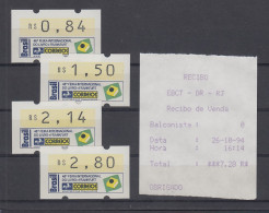 Brasilien ATM Frankfurter Buchmesse 1994 Mi.-Nr. 6 Satz 84-150-214-280 ** Mit AQ - Automatenmarken (Frama)