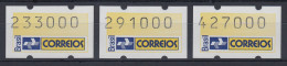 Brasilien Klüssendorf-ATM 1993 Postemblem Mi-Nr 4 Satz 233000-291000-427000 ** - Frankeervignetten (Frama)