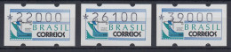 Brasilien Klüssendorf-ATM 1993 BRASILIANA Mi-Nr 5 Satz 22000 - 26100 - 39000 ** - Vignettes D'affranchissement (Frama)