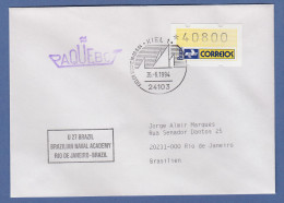 Brasilien ATM Dauerausgabe, Mi.-Nr. 4, Wert 40800 Auf Paquebot-Brief, O Kiel - Frankeervignetten (Frama)