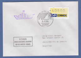 Brasilien ATM Dauerausgabe, Mi.-Nr. 4, Wert 40800 Auf Paquebot-Brief, O Kiel - Franking Labels