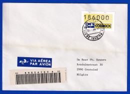 Brasilien 1993 ATM Postemblem Wert 186000 Auf Auslands-R-Brief  Mit O 31.7.93 - Franking Labels