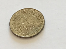 Münze Münzen Umlaufmünze Frankreich 20 Centimes 1994 Münzzeichen Biene - 20 Centimes