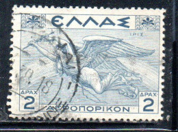 GREECE GRECIA ELLAS 1935 AIR POST MAIL AIRMAIL MYTHOLOGICAL IRIS 2d USED USATO OBLITERE' - Used Stamps