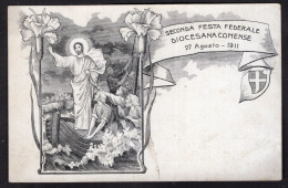 SECONDA FESTA FEDERALE DIOCESANA COMENSE - 27 AGOSTO 1911 - CARTOLINA FP NON SPEDITA - Heilige Plaatsen