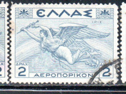 GREECE GRECIA ELLAS 1935 AIR POST MAIL AIRMAIL MYTHOLOGICAL IRIS 2d USED USATO OBLITERE' - Used Stamps