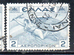 GREECE GRECIA ELLAS 1935 AIR POST MAIL AIRMAIL MYTHOLOGICAL IRIS 2d USED USATO OBLITERE' - Gebraucht