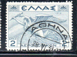 GREECE GRECIA ELLAS 1935 AIR POST MAIL AIRMAIL MYTHOLOGICAL IRIS 2d USED USATO OBLITERE' - Used Stamps