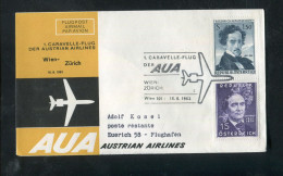 "OESTERREICH" 1963, AUA-Caravelle-Erstflugbrief "Wien-Zuerich" (7318) - First Flight Covers