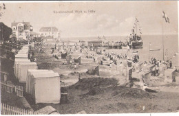 Nordseebad WYK Föhr Strandleben Badekabinen Ausflugs Dampfer An Brücke Gelaufen 5.8.1911 - Föhr