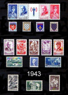 FRANCE - Année Complète 1943 - N° 568 à 598 - Neufs N** - Très Beaux - 1940-1949